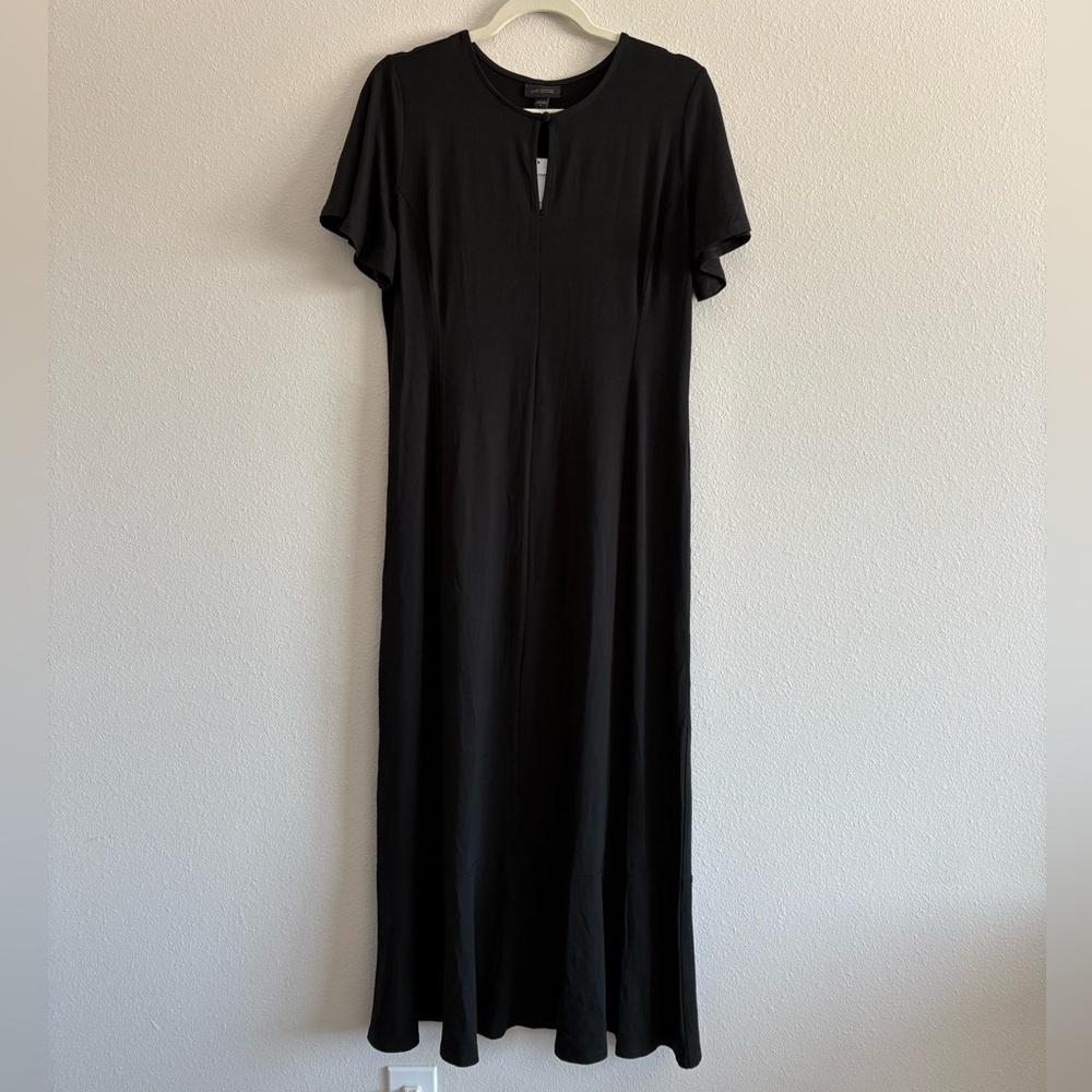 NWT J.Jill Maxi Dress Short Sleeve Flutter-Hem Keyhole Women’s Medium Black
